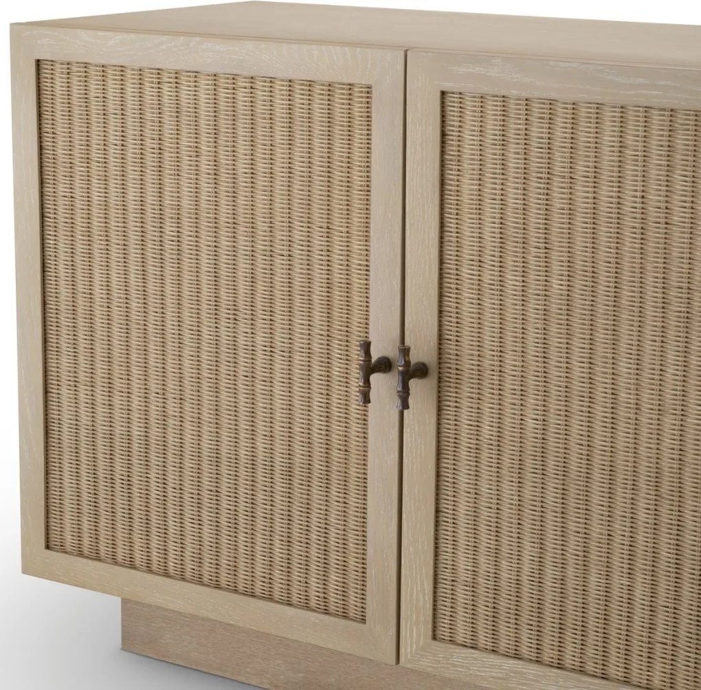 Comoda Design LUX, Lemn, Rattan, Borchard stejar albit