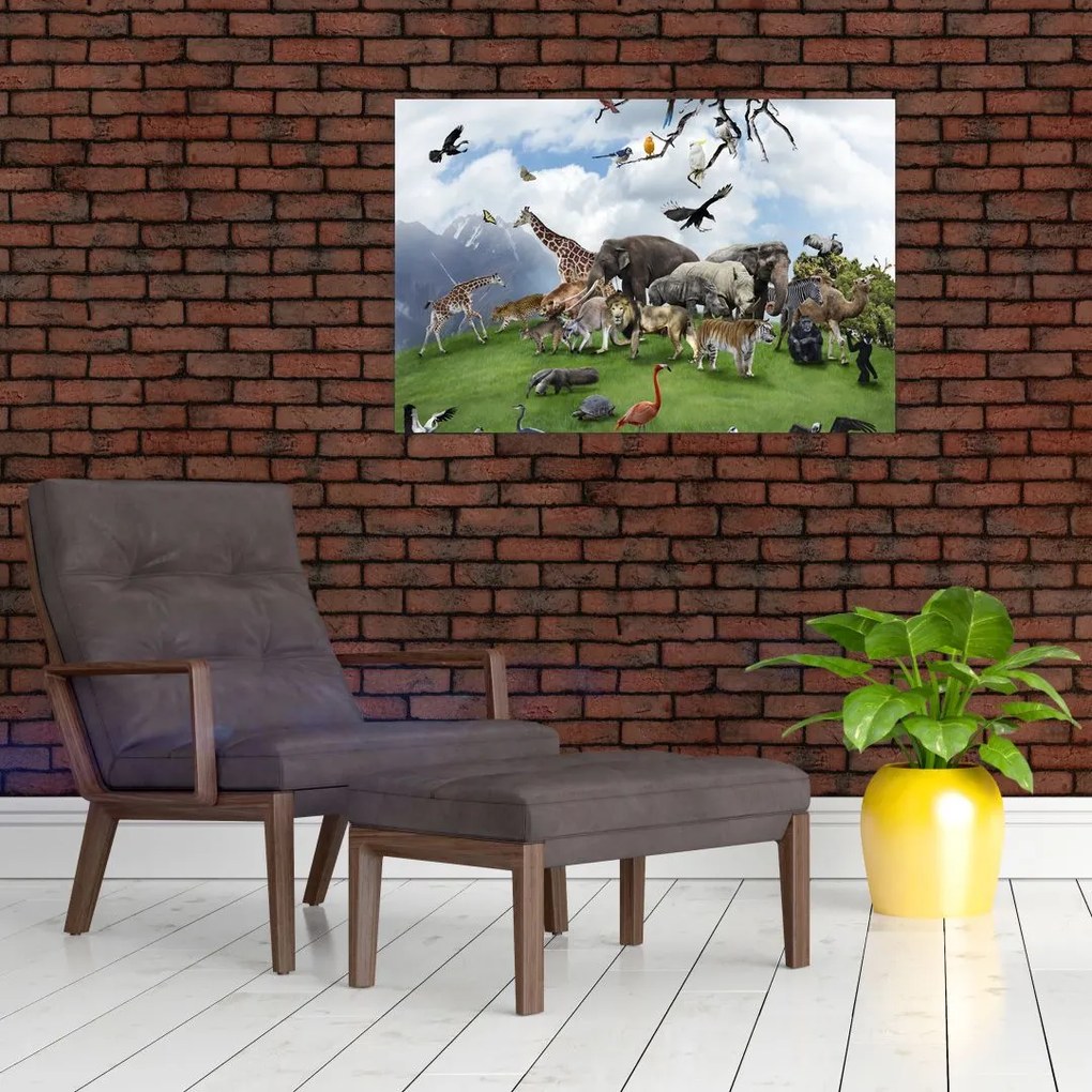 Tablou - Animale pe insulă (90x60 cm)