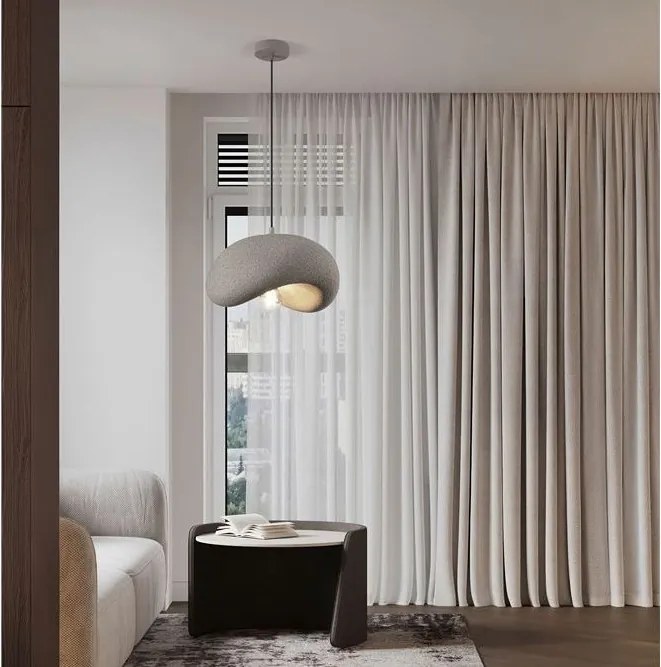 Lustra suspendata cu textura granulata Bambel gri piatra