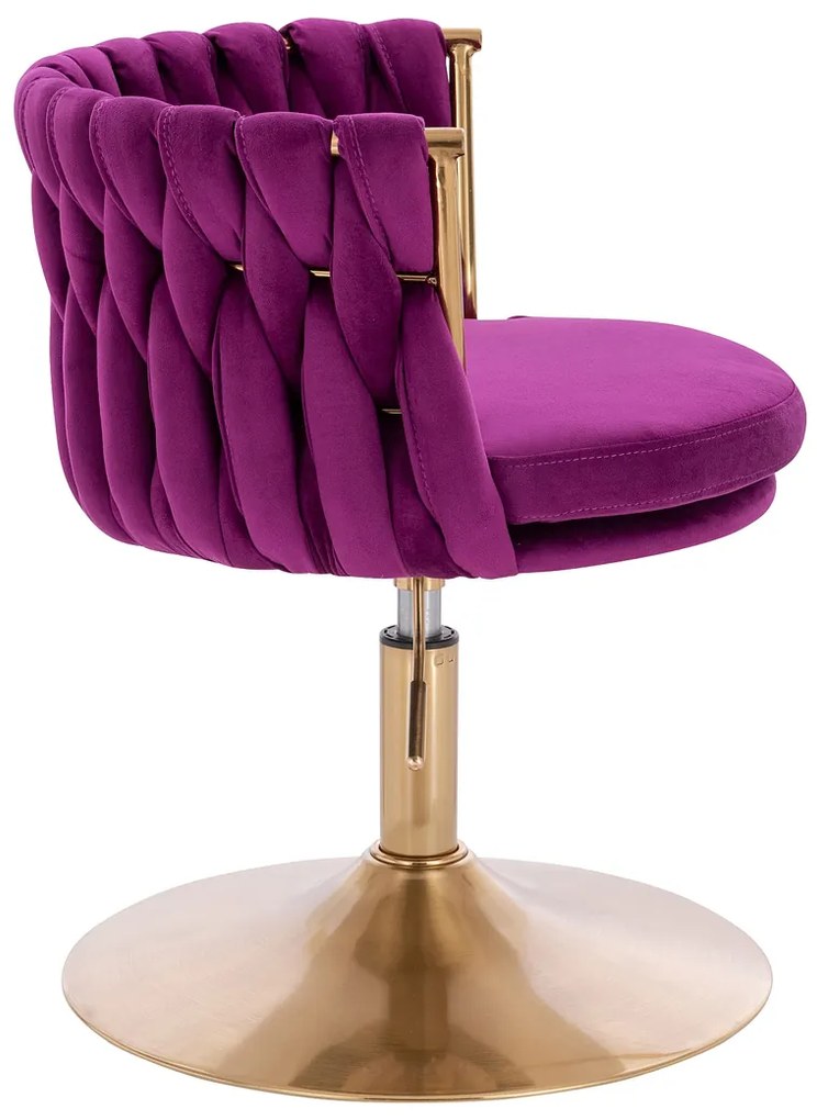 HR450N Scaun Fucsia din Catifea cu Bază Aurie