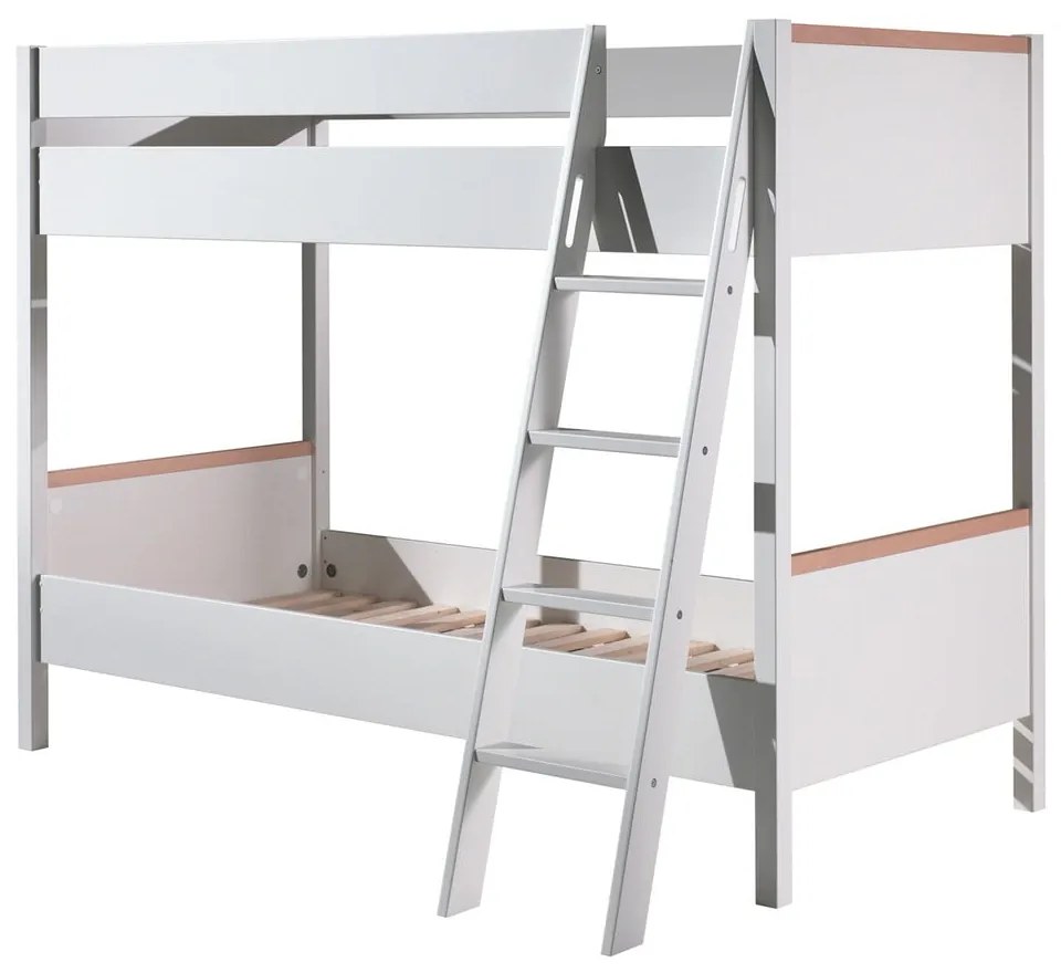 Pat supraetajat pentru copii Vipack London, 90 x 200 cm, alb