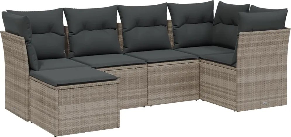 vidaXL Set canapele de grădină cu perne, 6 piese gri deschis poliratan