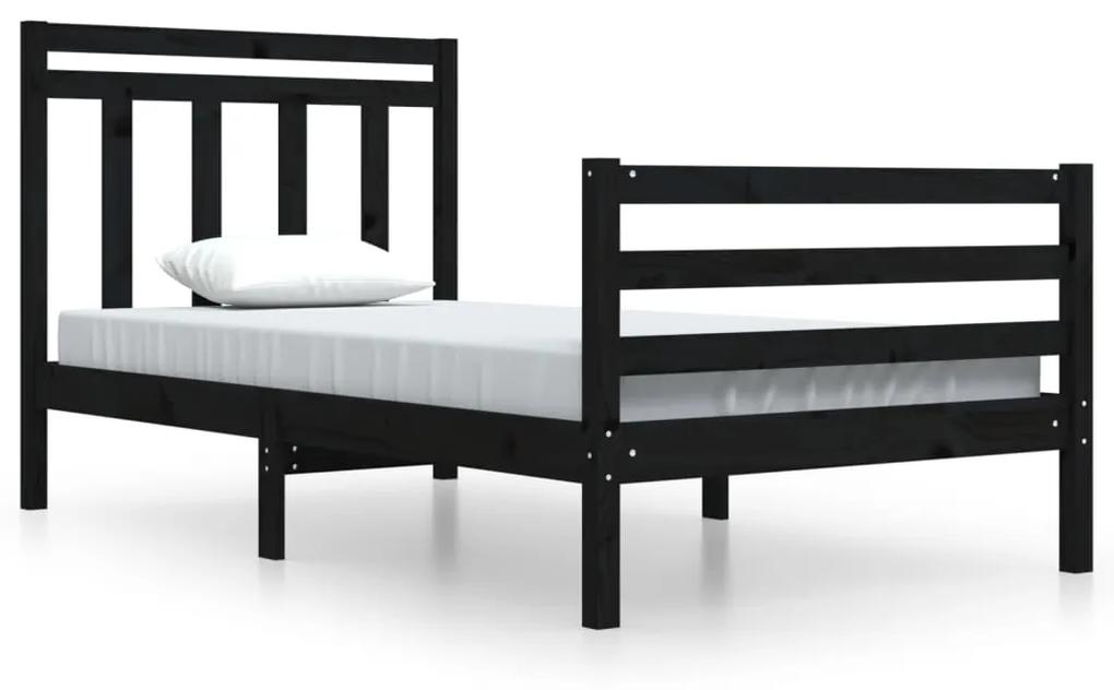 3105309 vidaXL Cadru de pat, negru, 100x200 cm, lemn masiv