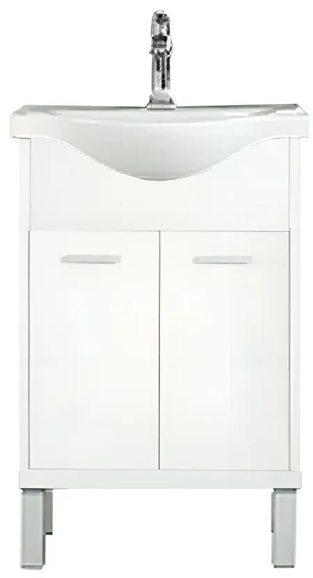 Dulap inferior Nerva 55 cm cu lavoar alb