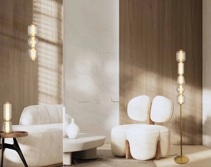 Lustra, Pendul design modern LED DECO auriu/ sampanie