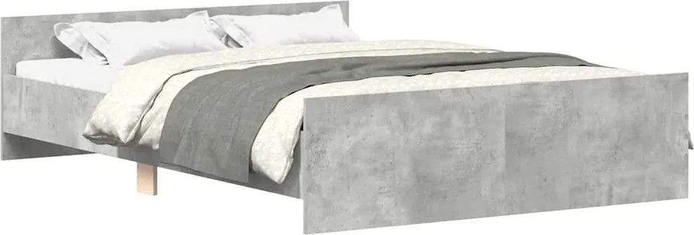 vidaXL Cadru de pat cu tăblie la cap/picioare, gri beton, 120x200 cm