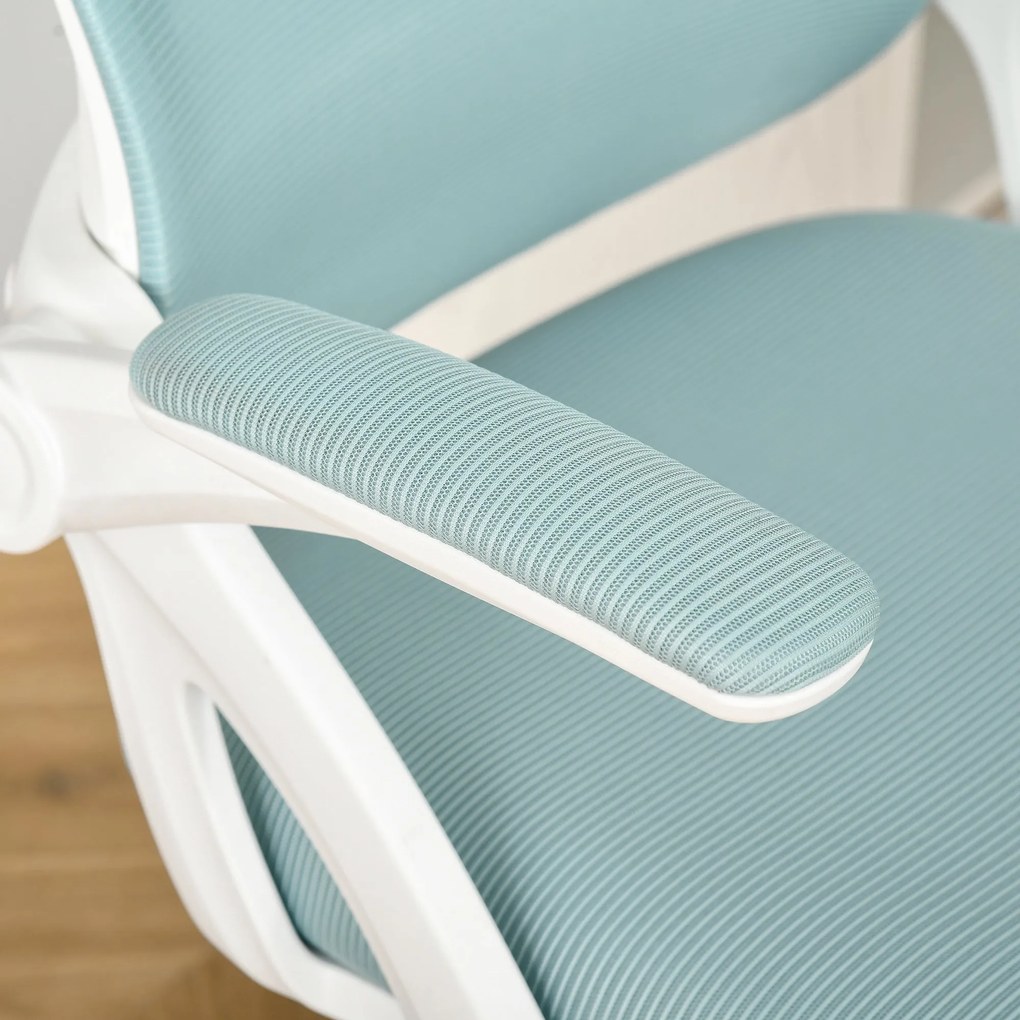 Vinsetto Scaun de Birou Ergonomic cu Spătar din Plasă, Sezut Capitonat, Înălțime Ajustabilă, Albastru, 65.5x61.5x88-97.5cm | Aosom Romania