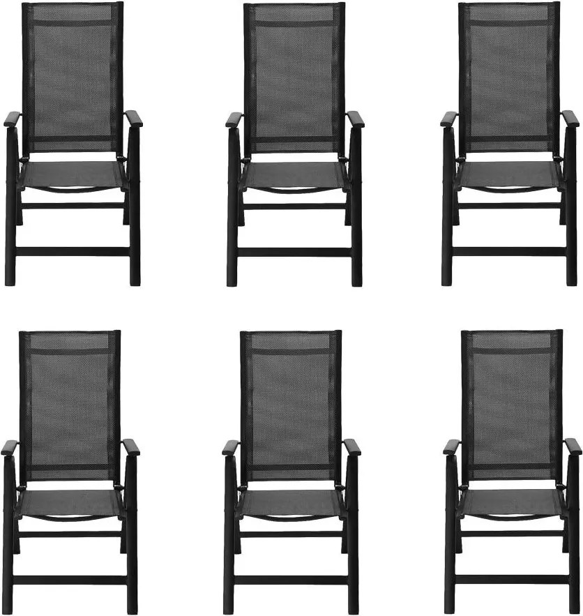 Set 6 fotolii reglabile din aluminiu Avenberg ISLA negru