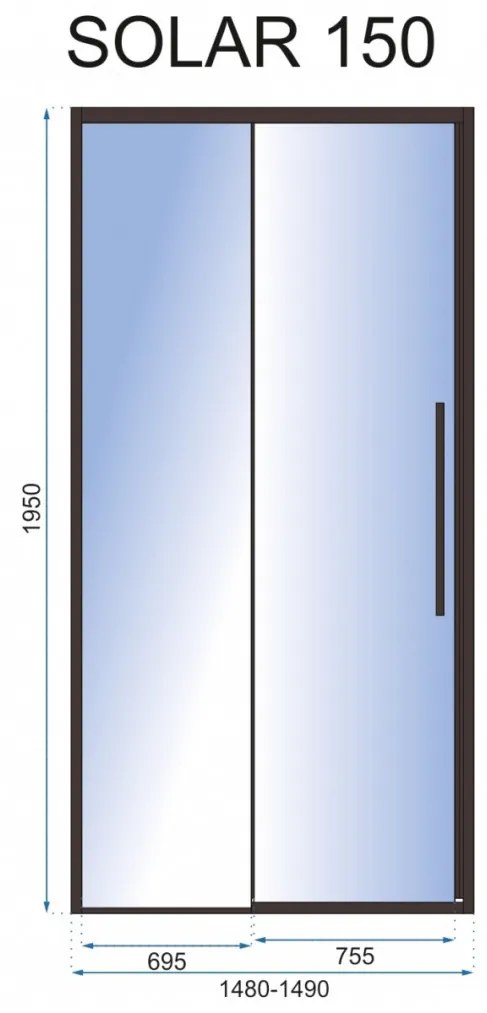 Ușă pentru dus Solar sticla securizata - 150x195 cm