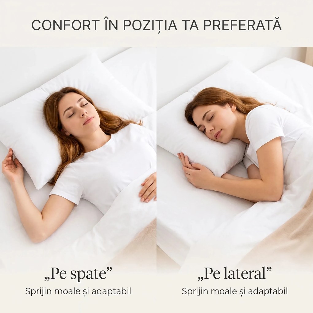 RESIGILAT- Perna antialergica CERVI-SAN Puf de gasca cu suport cervical, Alb