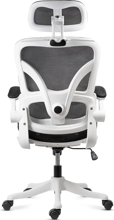 Scaun de birou ergonomic din mesh cu suport lombar și brațe rabatabile OFF 440 alb