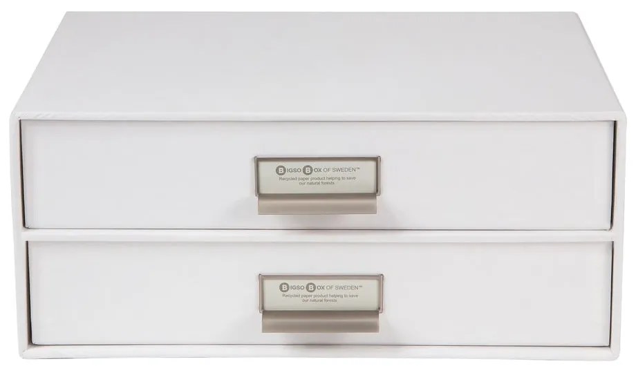 Organizator cu 2 sertare pentru documente Bigso Box of Sweden Birger, 33 x 22,5 cm, alb