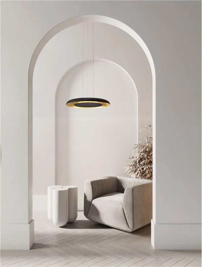 Lustra LED suspendata design modern EPOSI negru/auriu