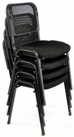 Set de 4x scaune de congres stivuibile - negru