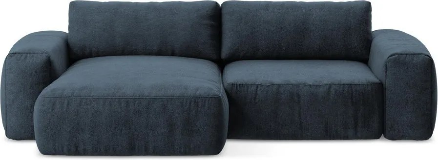 Colțar albastru închis extensibil cu tapițerie din chenille (cu colț pe partea stângă/cu șezlong) Kuki – Makamii