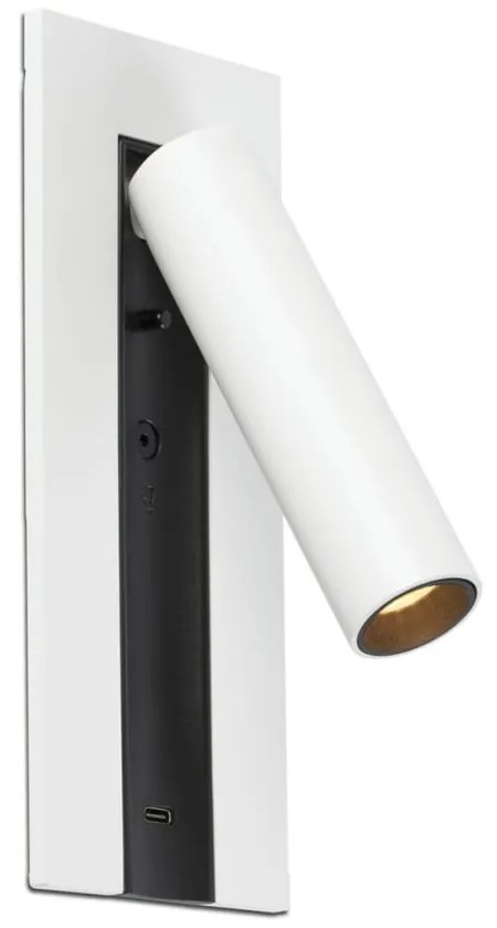 Aplica cu reader LED directionabil stil minimalist GABO USB C alb