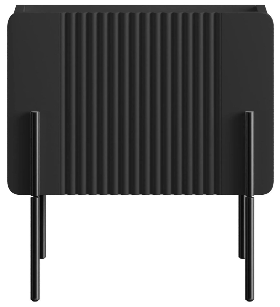 Noptieră Malmi 45 cm cu sertar - negru mat / picioare negre