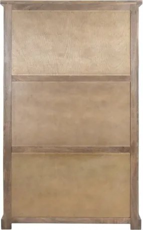 Vitrină bar din lemn masiv de mango și metal, 115 x 45 x 190 cm, finisaj natural, „Bottle Rack"