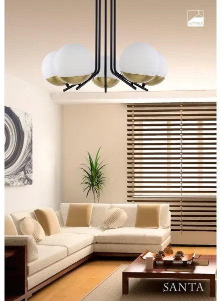 Jupiter 1720 - Lustră pe tijă SANTA 5xE14/40W/230V alamă