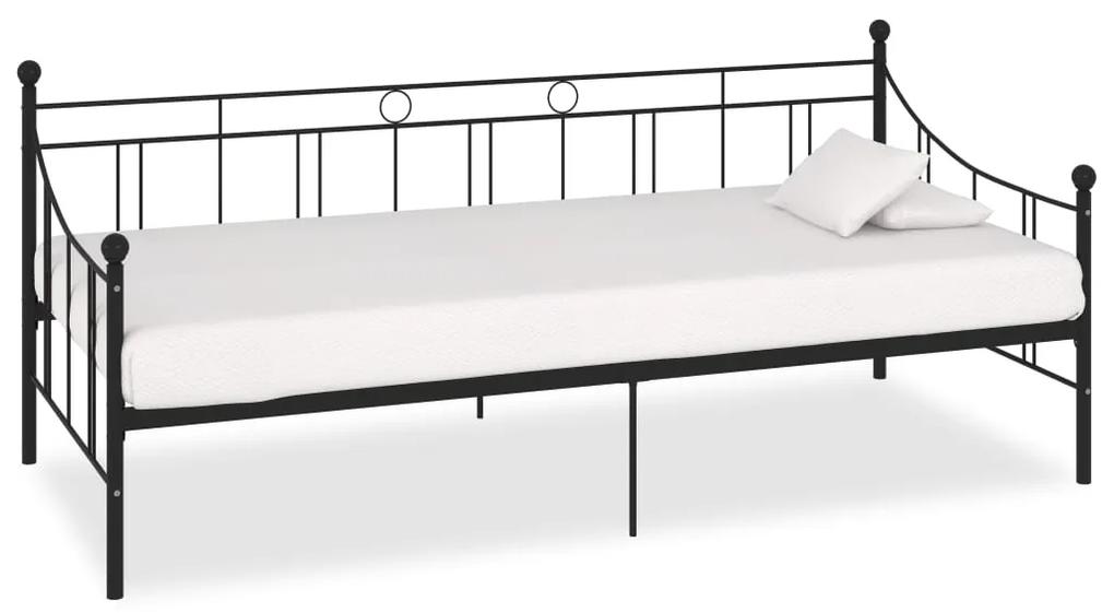 Cadru pat de zi, negru, 90 x 200 cm, metal Negru, 90 x 200 cm