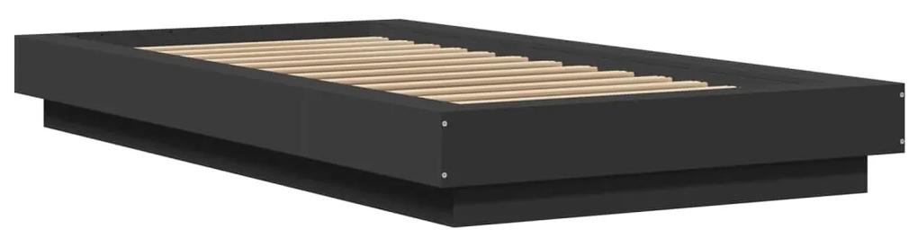 3281148 vidaXL Cadru de pat cu lumini LED, negru, 90x190 cm, lemn prelucrat