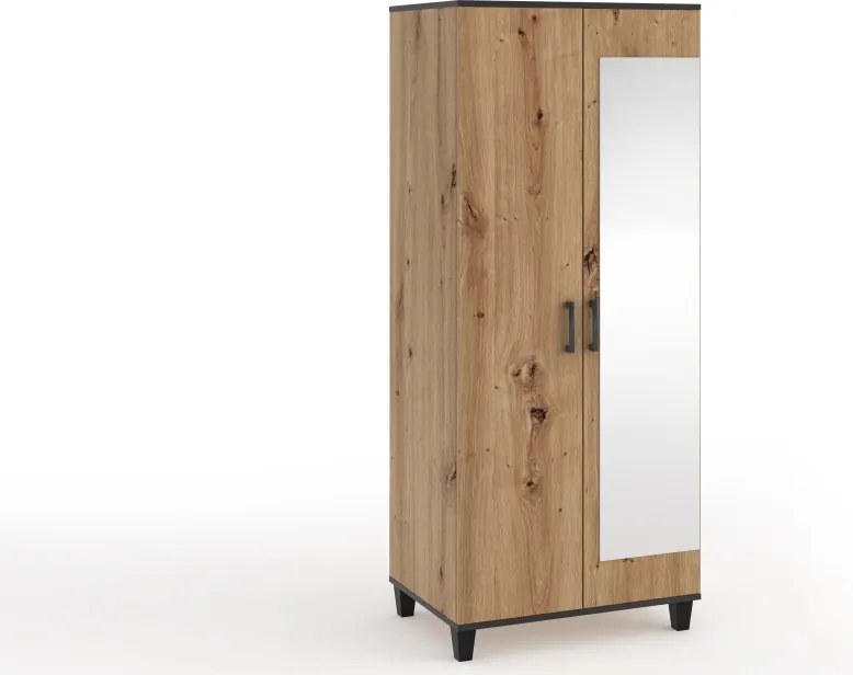 Dulap POLA 11 – cu oglindă – 80x56x193 cm – Stejar Artisan
