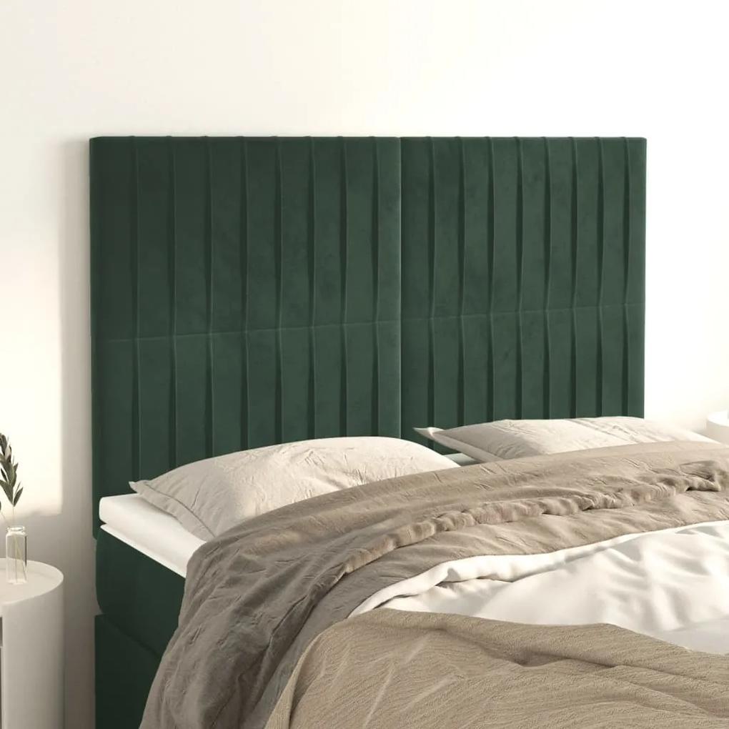 3116621 vidaXL Tăblii de pat, 4 buc, verde închis, 72x5x78/88 cm, catifea
