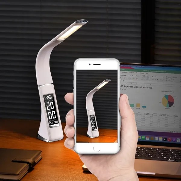 Lampă LED de masă dimabilă cu afișaj PELLE LED/7W/230V alb Brilagi