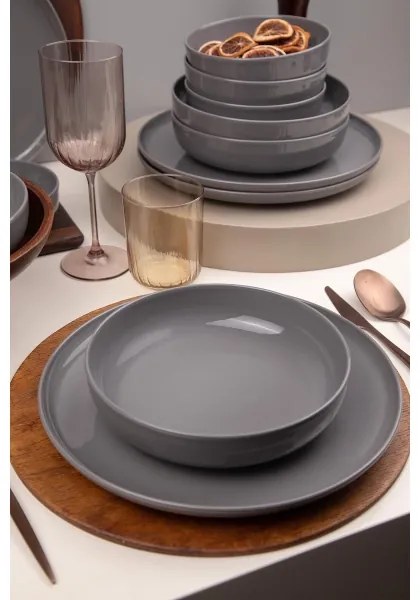 Set de veselă 12 piese gri/porțelan