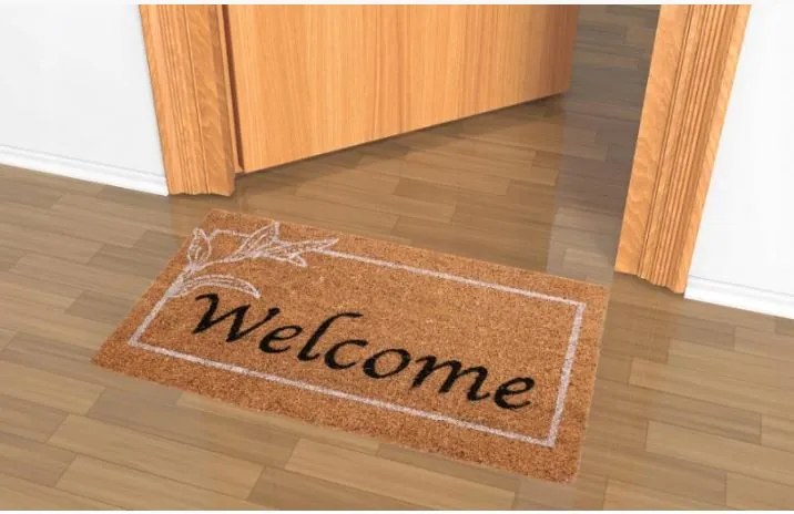 Covoraș de curățare intrare PVC și Cocos 40x60cm Welcome White