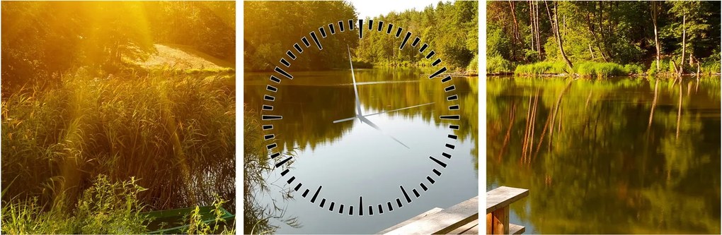 Tablou - Lac la munte (cu ceas) (90x30 cm)