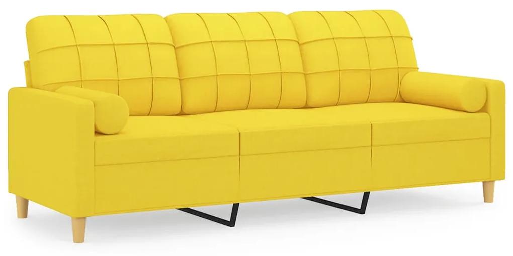 3200795 vidaXL Canapea cu 3 locuri cu pernuțe, galben deschis, 180 cm, textil