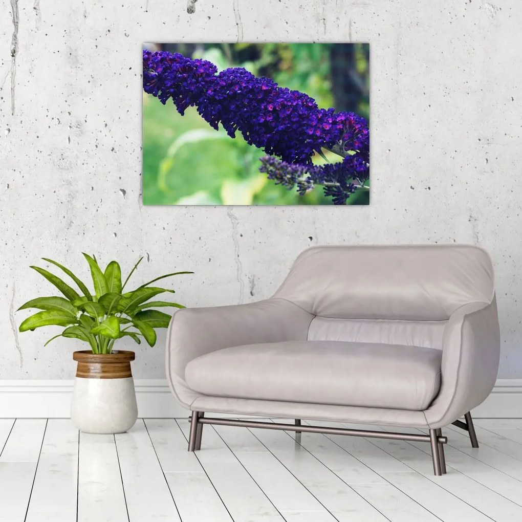 Tablou pe sticlă cu floare albastră (70x50 cm)
