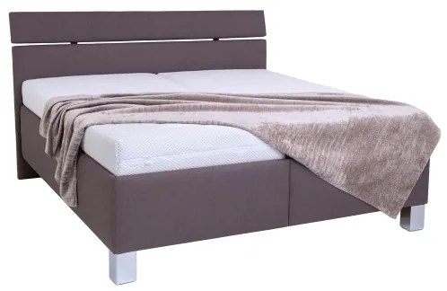 Pat tapițat ALIS 180 x 200 cm, cu saltea și spațiu de depozitare, maro