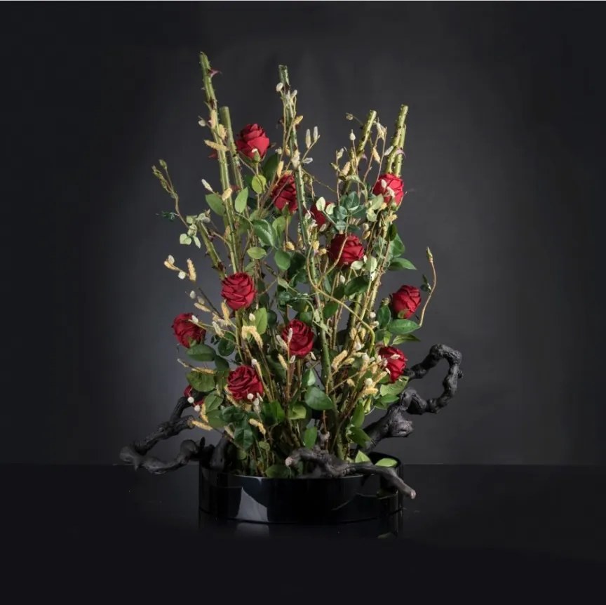 Aranjament floral mare ROSE SCULPTURE TRAY, H-115cm