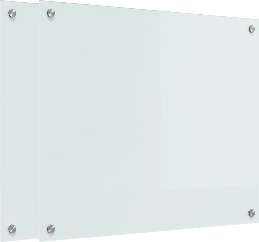 vidaXL Panou de bucătărie 2 pcs Alb 70 x 60 cm sticlă securizată