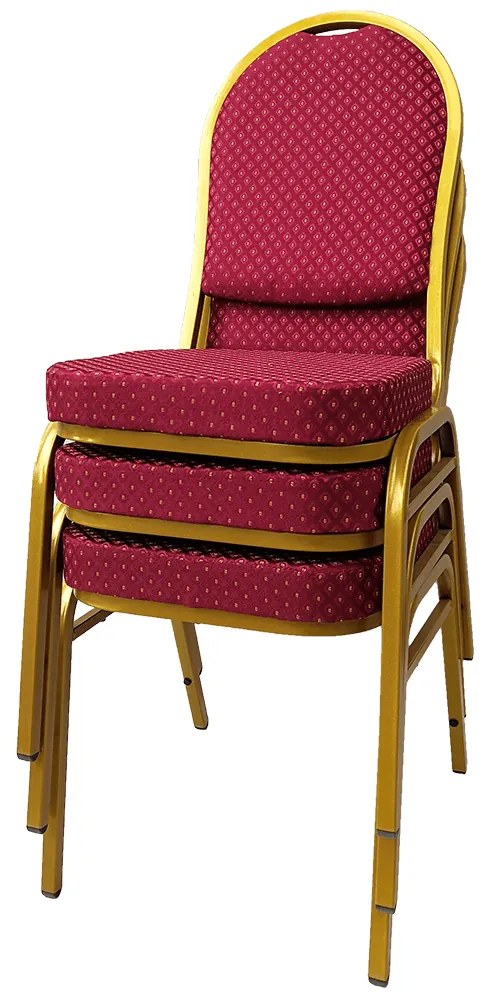Scaun, stivuibil, ţesătură roşie /vopsea aurie, JEFF 3 NEW