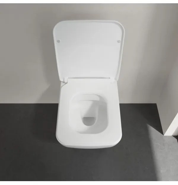 Set vas WC rimless suspendat, Villeroy&amp;Boch Venticello, DirectFlush, cu capac inchidere lenta, 37.5x56cm, Alb Alpin, 4611RS01