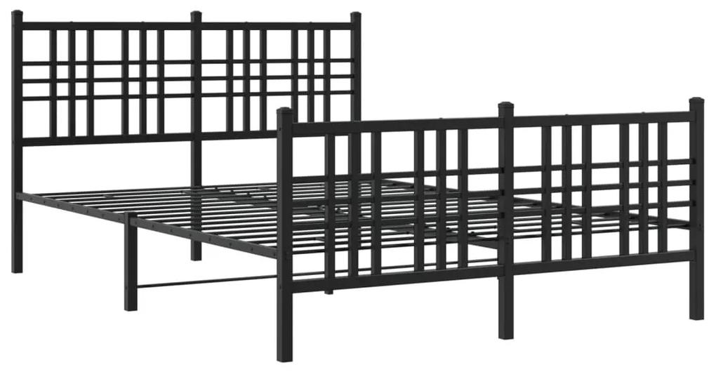 376339 vidaXL Cadru pat metalic cu tăblie de cap/picioare, negru, 120x190 cm