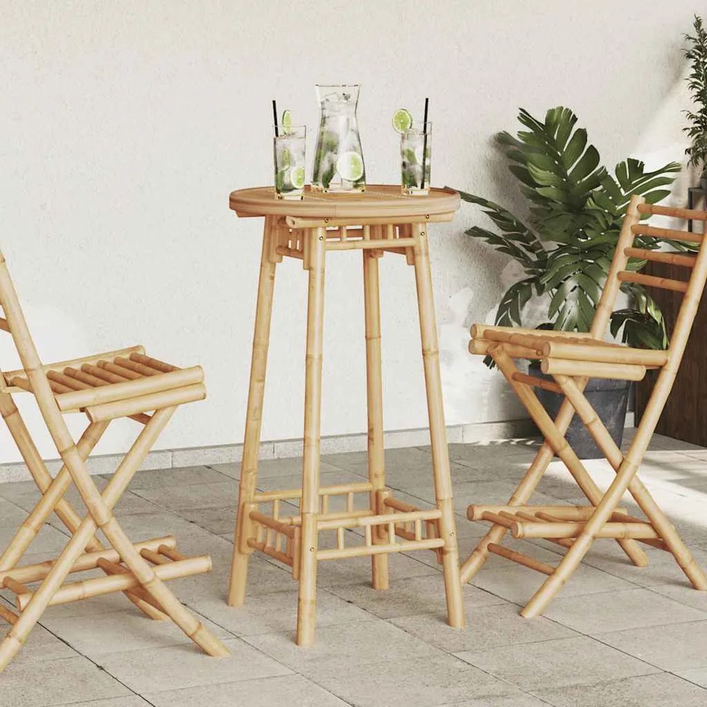 vidaXL Masă de bar pentru exterior rotundă Ø55x100 cm din bambus