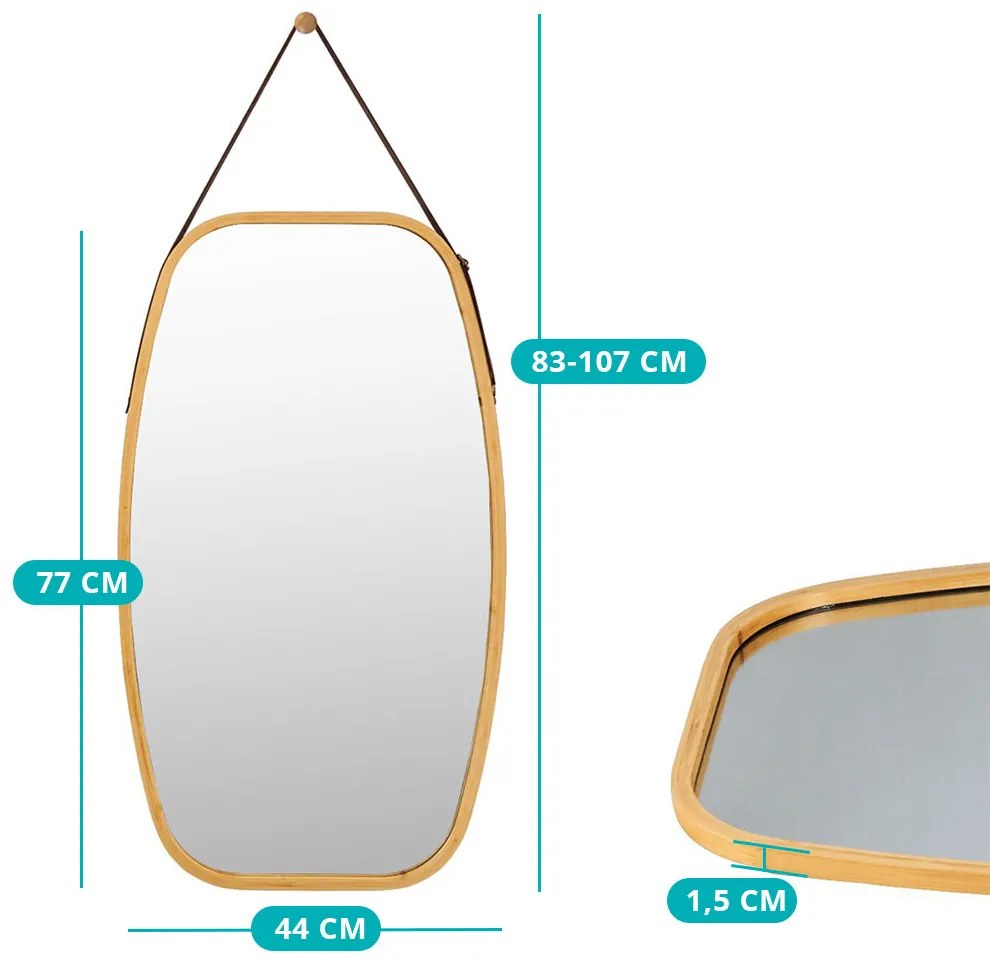 Oglindă cu ramă din bambus