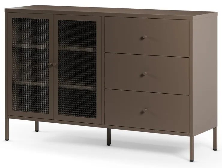 Vitrină gri din metal 140x90x40 cm Layna – Marckeric