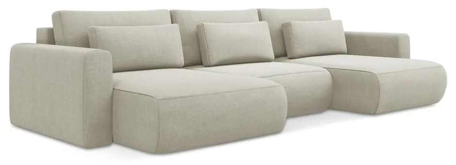 Colțar bej extensibil/cu spațiu de depozitare (în formă de "U") Kapua – Makamii