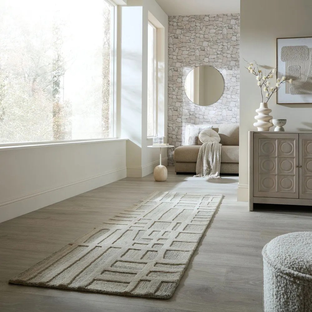 Covor tip traversă grej țesut manual din lână 80x300 cm Elva – Flair Rugs
