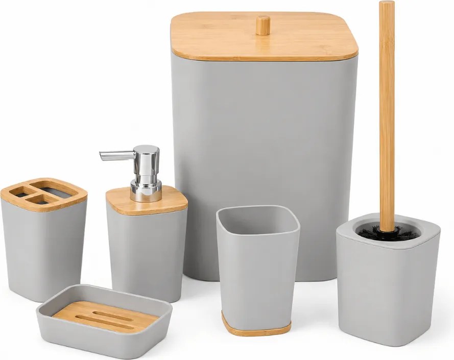 Set baie NATUREO 6 buc, bambus/gri