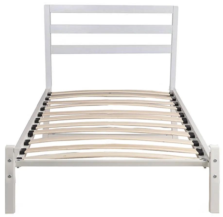 Cadru pat metalic Bella cu grilaj cadou, in mai multe dimensiuni si culori-90x200 cm-alb
