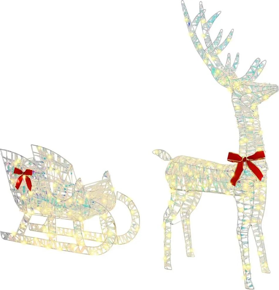 vidaXL Sanie cu ren cu 200 LED Alb cald 70 x 26 x 129 cm PET