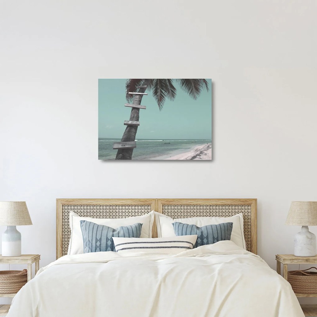 Tablou pe sticlă - Palma în Caraibe (70x50 cm)