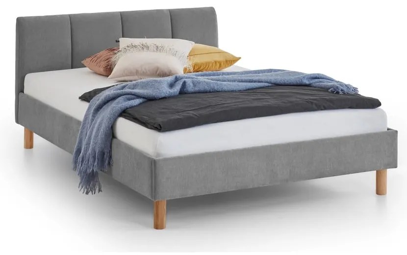 Pat matrimonial gri tapițat fără somieră 140x200 cm Joker – Meise Möbel