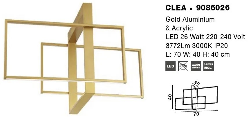 Lustra LED aplicata design modern CLEA aurie 26W